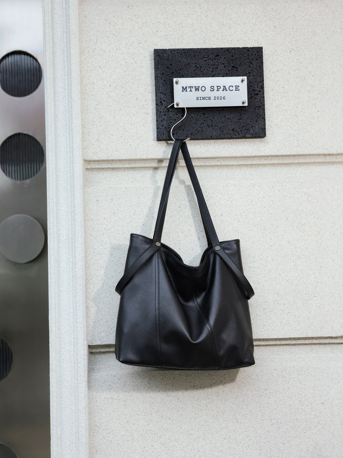 The Slouchy Tote, hanging, front view
