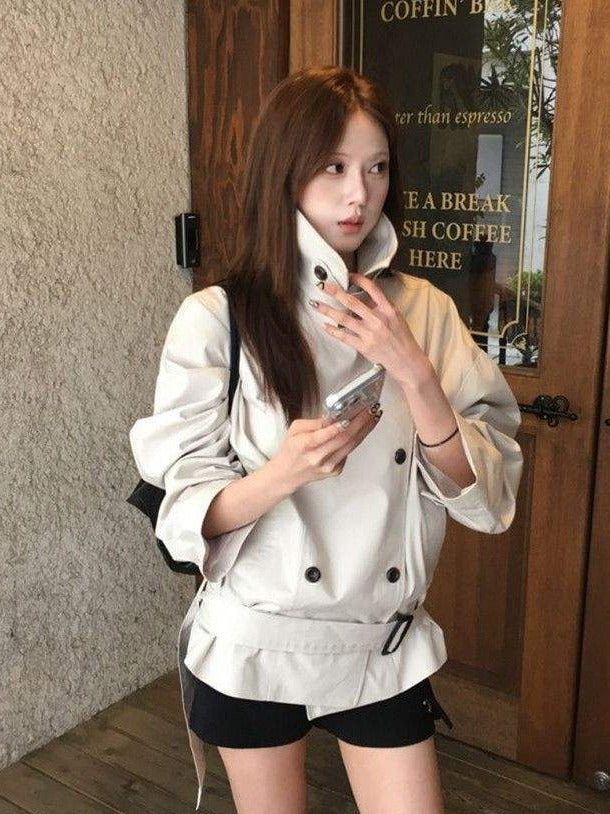 The Mini Trench in cream grey