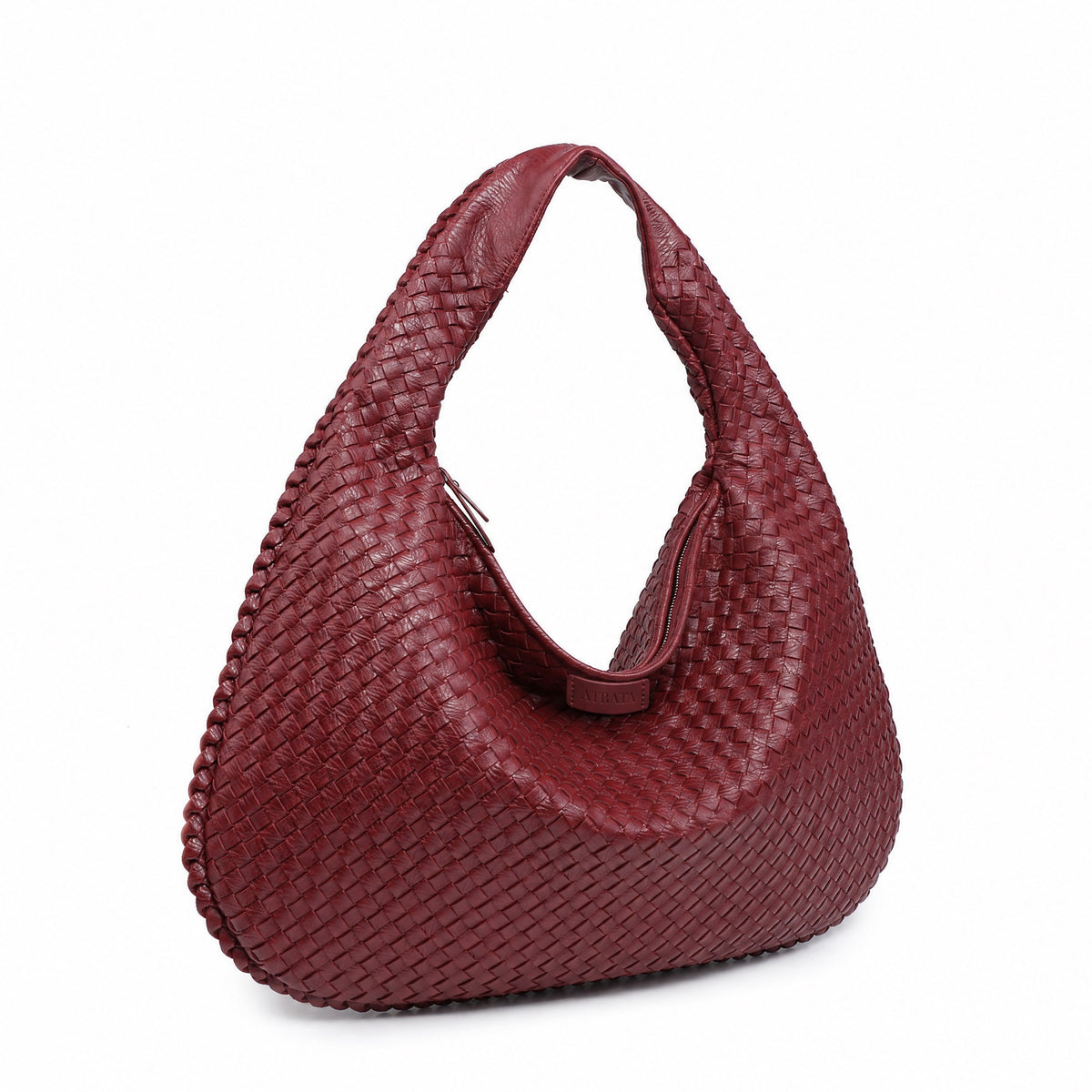 The Ember Bag, woven hobo in wine red