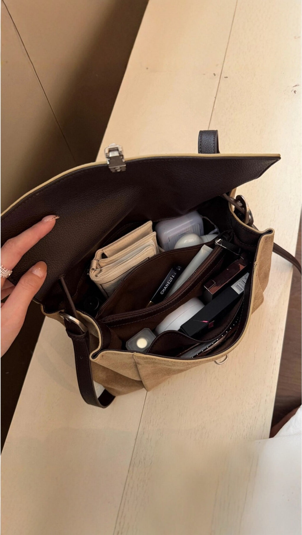 The Corvaine Satchel in taupe