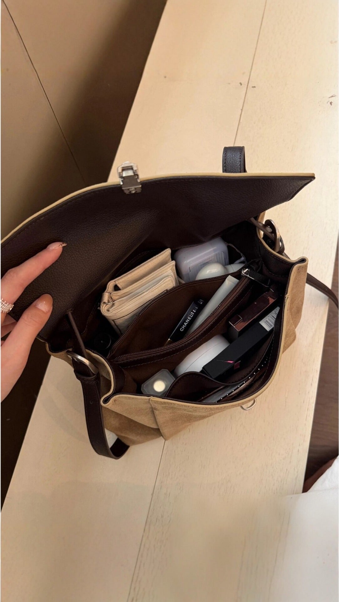 The Corvaine Satchel in taupe