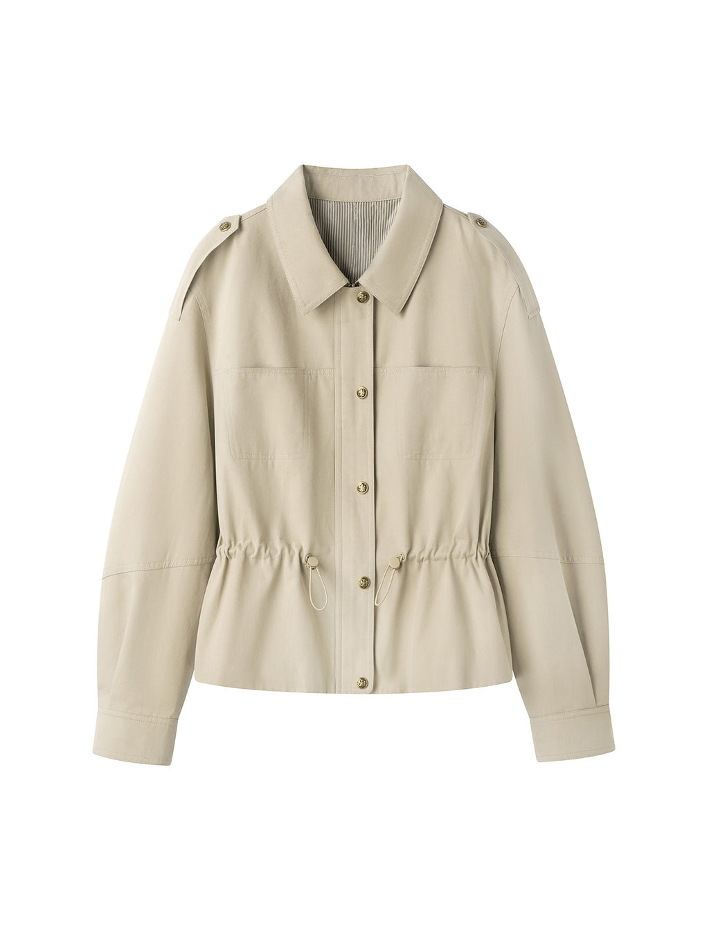 The Utility Jacket, front view in stone