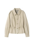 The Utility Jacket, front view in stone